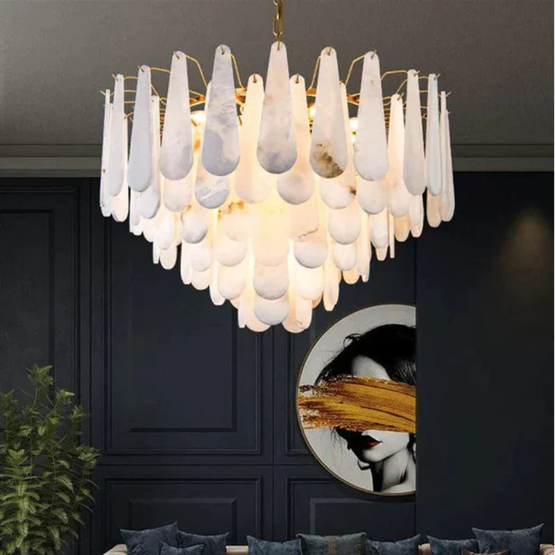 Spanish Alabaster Foyer Chandelier Lighting