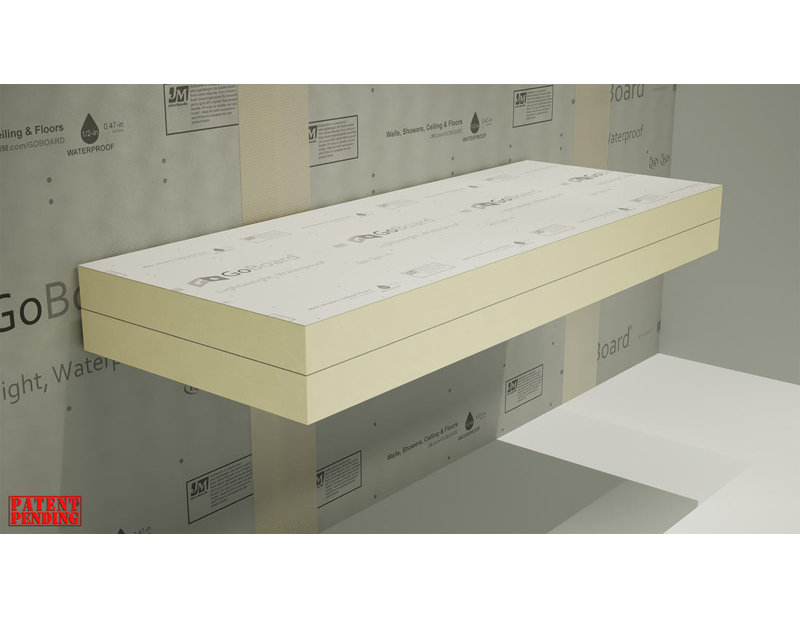 Floating Shower Bench Kit with GoBoard® - Original Shower Bench Bracket® (12x46"), 4" H x 46" W x 12" D