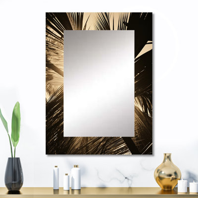 Sepia Serenity Palm Leaves - Large Wall Mirror On Metal