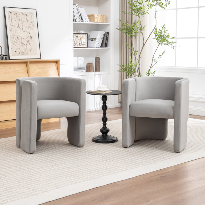 Jaimyn Upholstered Barrel Chair, Gray Velvet