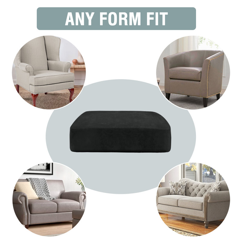 Luxurious Black Velvet Box Cushion Slipcover Set of 3