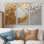 Ensemble de salon art mural blanc et or rose Vortex Love III - Abstract Spirals