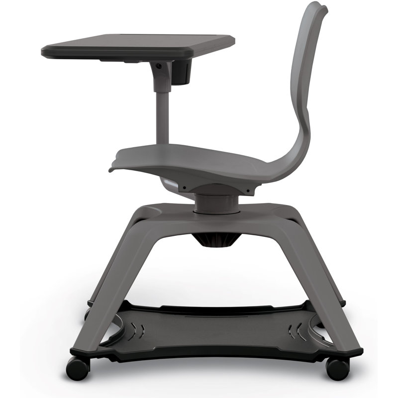Chaise de bureau à tablette avec porte-gobelet et roulettes souples Hierarchie Enroll, Gris