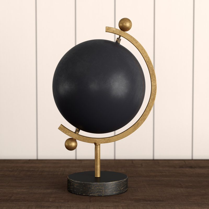 Metal Tabletop Globe, 16" H x 8" W x 9" D