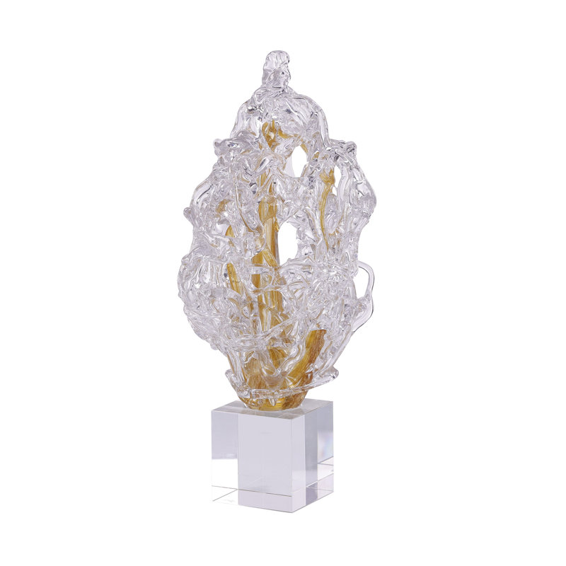 Frozen Flame Sculpture On Crystal Base, Small