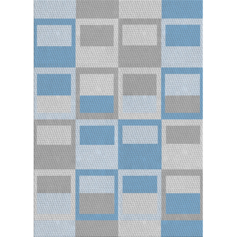 Tapis bleu/beige à motifs, Rectangle 5 pi x 7 pi
