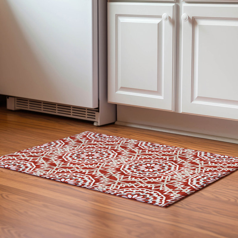 Premium Machine Washable Cerrito Red Rug, Rectangle 1'8" x 2'6"