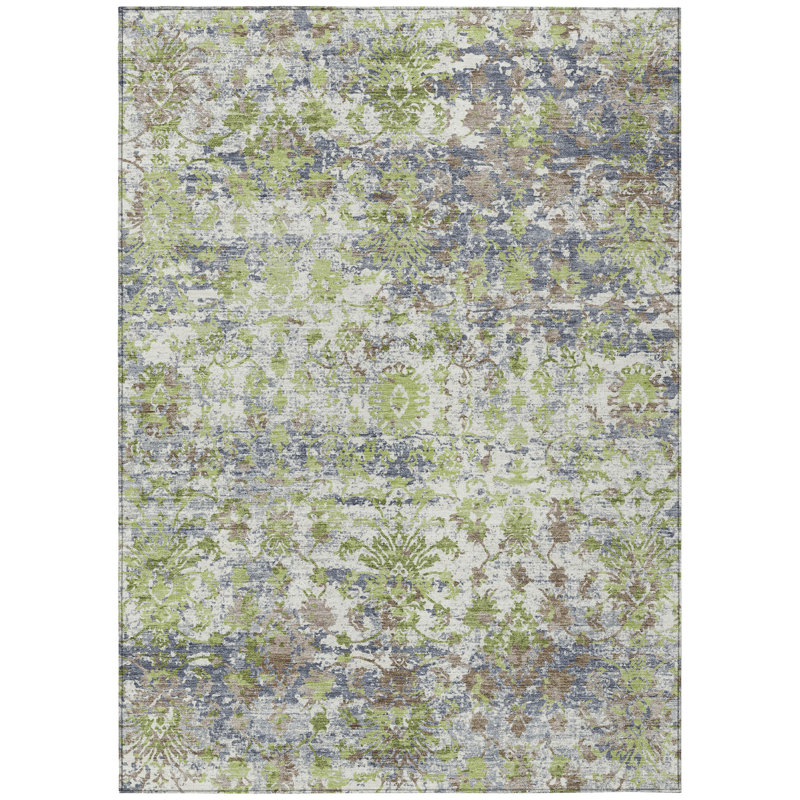 Tapis moderne intérieur / extérieur lavable à la machine Amanda ACN2211, Rectangulaire 8 pi x 10 pi