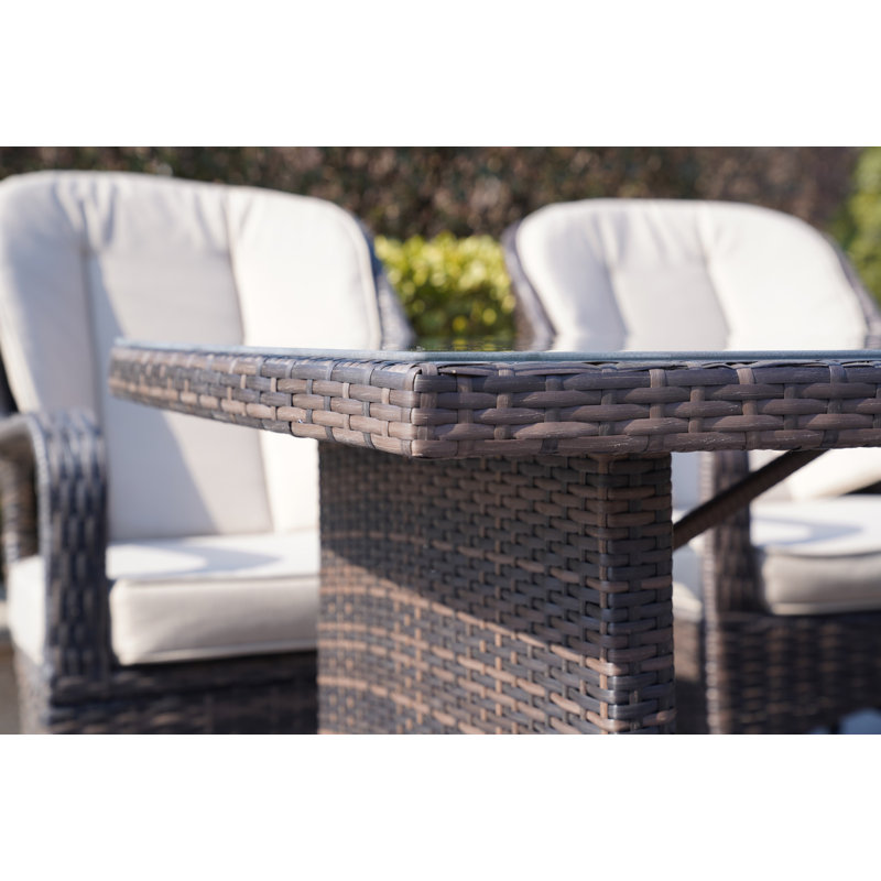 Ensemble de conversation en osier / rotin pour 4 personnes avec coussins Hogans