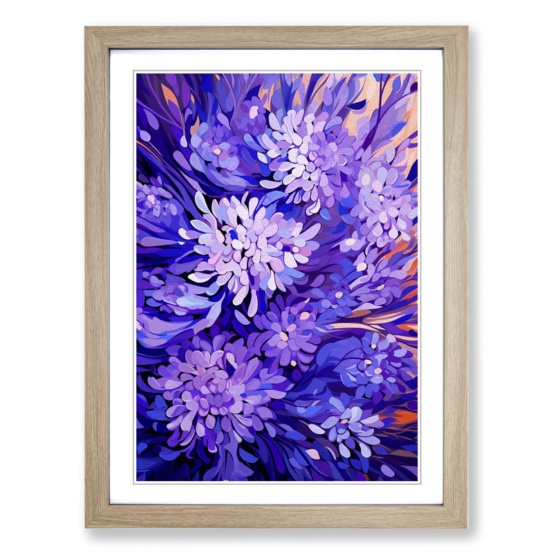 Lavender Flower Orphism Art - Framed Print, Oak Framed, 46cm H x 34cm W x 2cm D