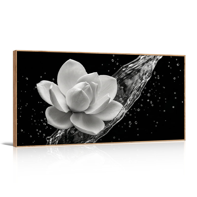 Ensemble de 1 tableau sur toile représentant une fleur aquatique, L 48 po x H 24 po, Naturel