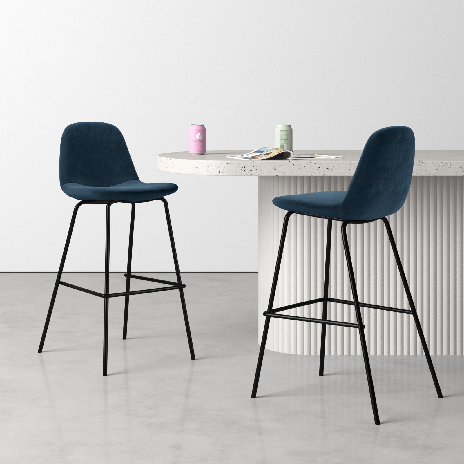 Kody Upholstered Bar & Counter Stool, Counter Stool (23.5" Seat Height), White Boucle