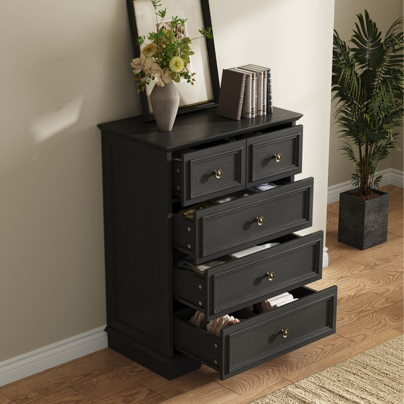 Commode verticale à 5 tiroirs avec base arquée, Brown