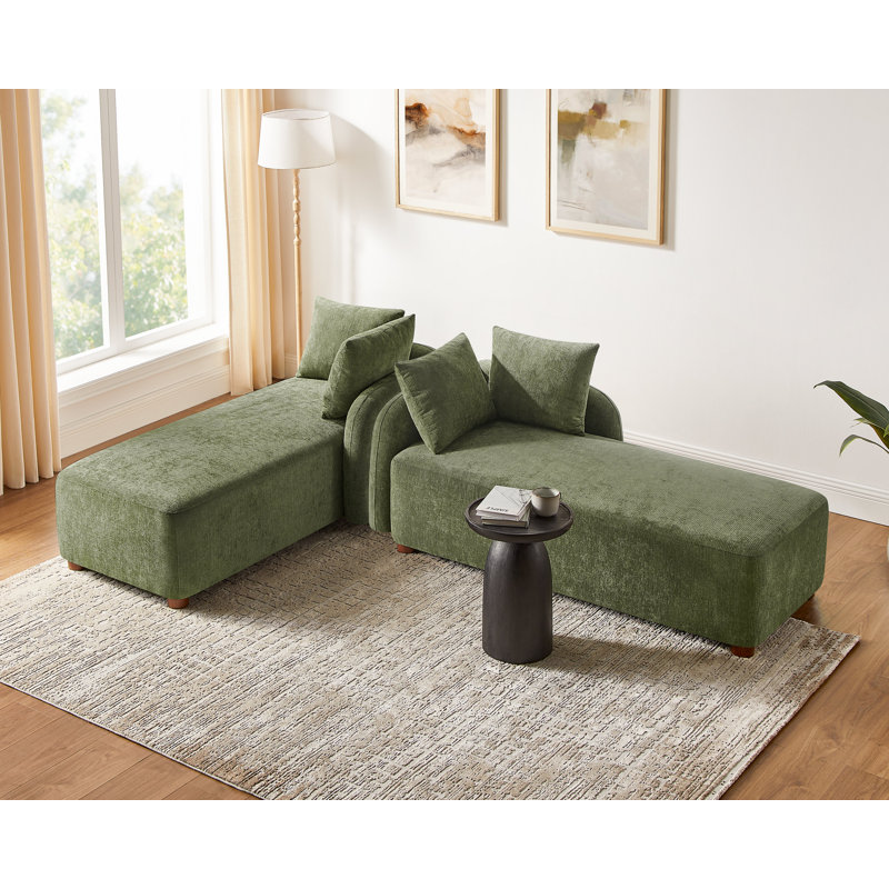 Chaise longue moderne rembourrée (ensemble de 2), Vert