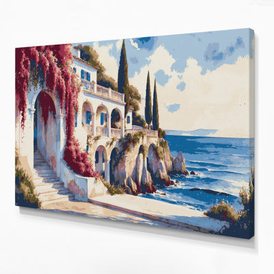 «Coastal Maritime Villa», art mural sur toile blanche