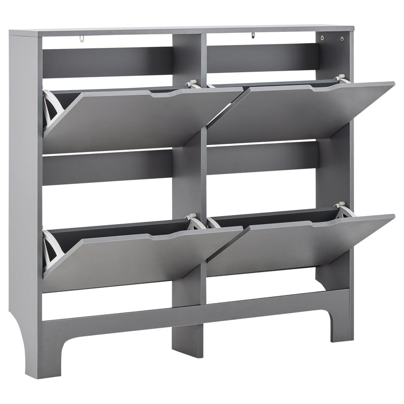 8 Pair Flip Down Shoe Storage, Grey