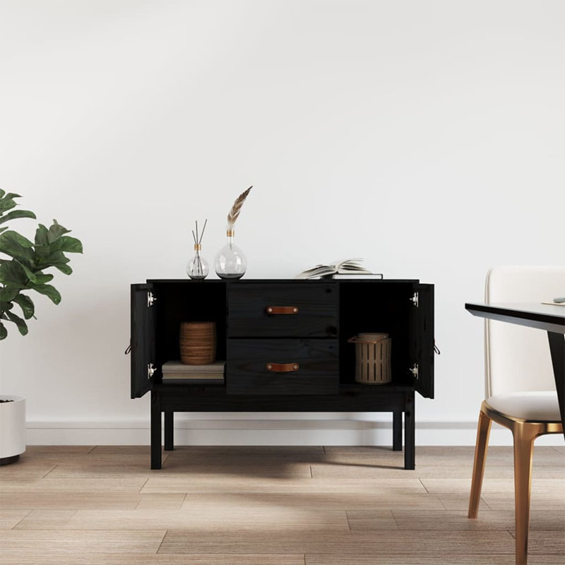Mashaun 110cm Solid Wood Sideboard, Black