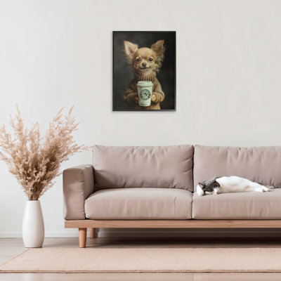 Chiot espresso dans un chandail douillet, estampe numérique, design par Svetlana Aleynikova