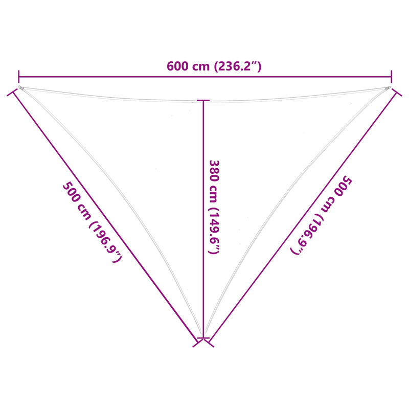 Vidaxl Sunshade Sail Oxford Fabric Triangular Shade Sail Sunscreen Canopy, 5m W x 6m L, Yellow/White
