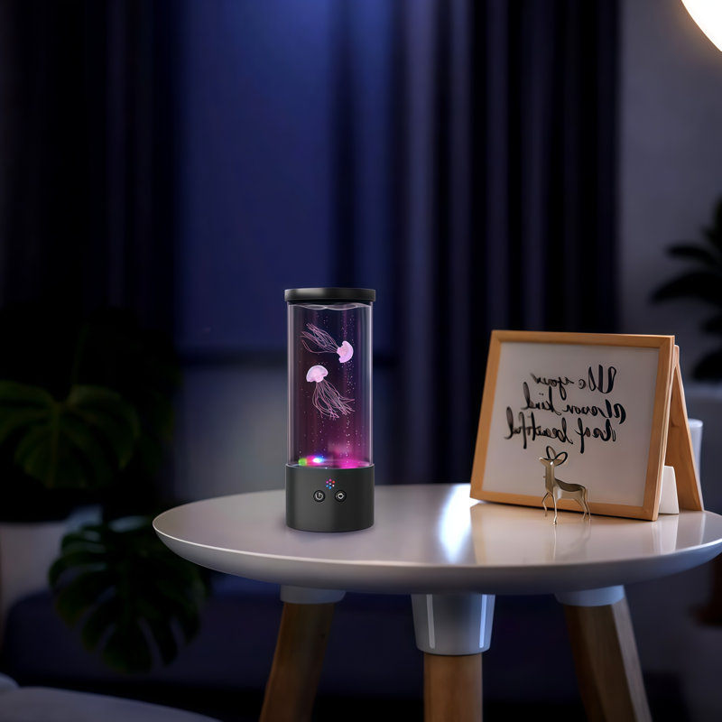 Lampe d'ambiance USB à méduse USB pour aquarium, veilleuse silencieuse à moteur 7 couleurs RVB avec effet de bulles flottant, lampe de détente décorative de bureau, cadeau romantique pour la Saint-Valentin