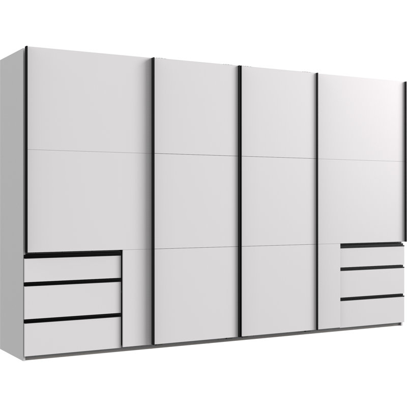 Guardino 4 Door Wardrobe, White, 216cm H x 350cm W x 65cm D