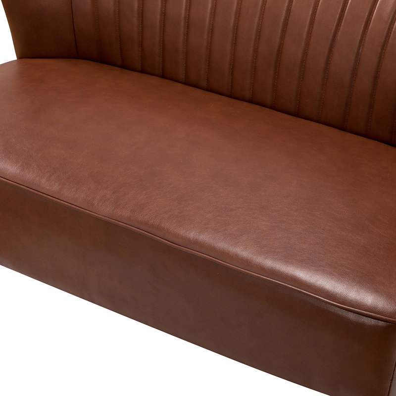 Aymeline 2 Seater Faux Leather Loveseat, Brown