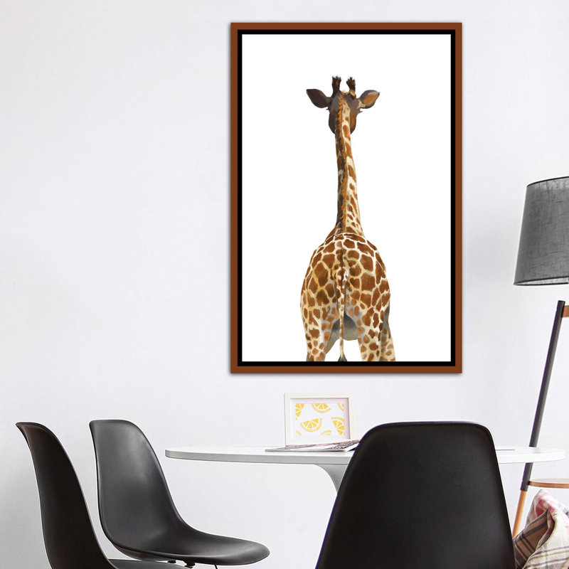 Art girafe bout à bout, H 60 po x l 40po x P 1,5 po, Toile avec cadre en bois classique