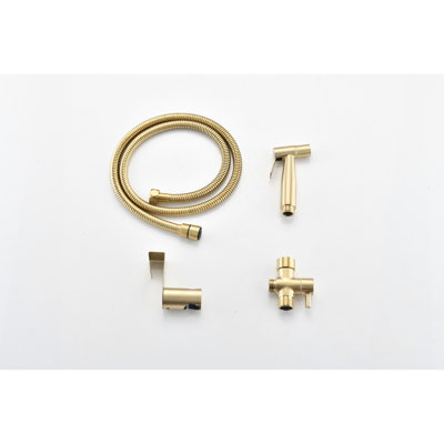 Hygienic Handheld Bidet - Brushed Gold Metal Finish, Corrosion For Easy Maintenance And Toilet Use Metal, Hygiene Enhancer With Adjustable Spray , To Maintain