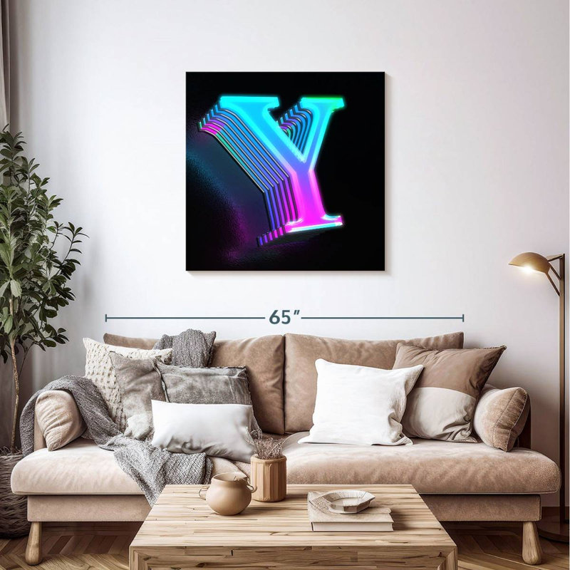 Keiri Futuristic Neon Letter Y, 36" H x 36" W