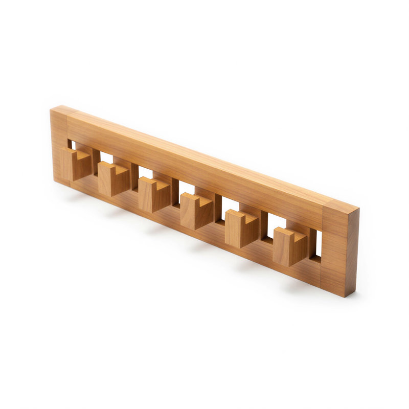 Teak 6-Hook Wall-Mounted Coat Rack