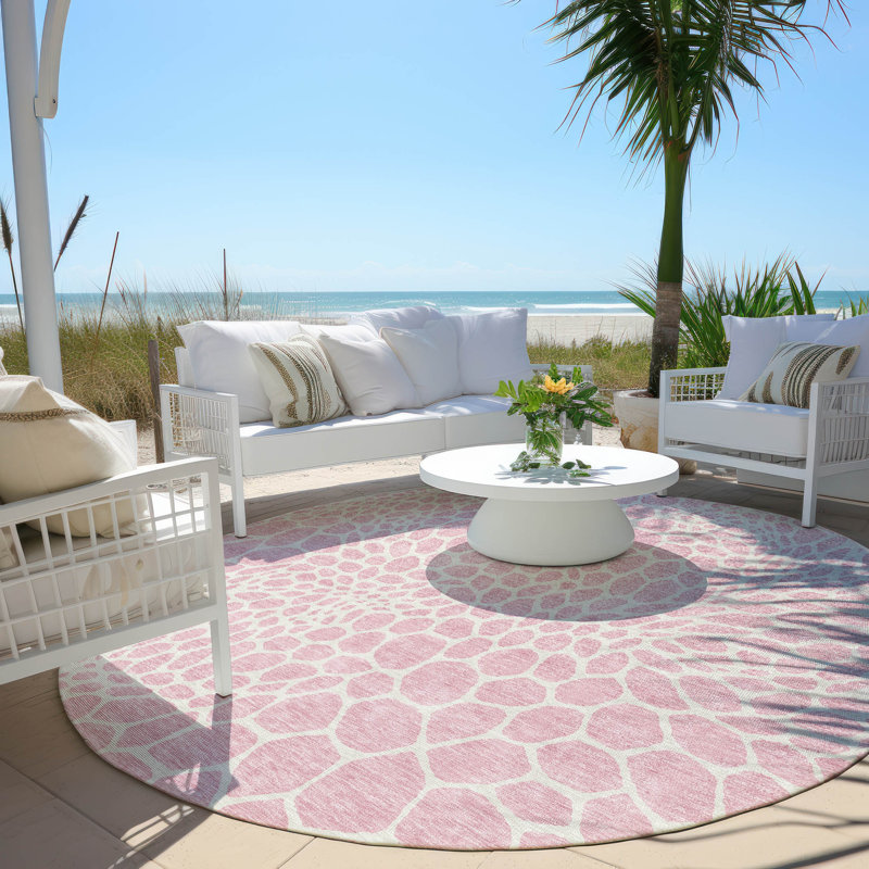 Colwart Geometric Indoor / Outdoor Rug, Round 8'