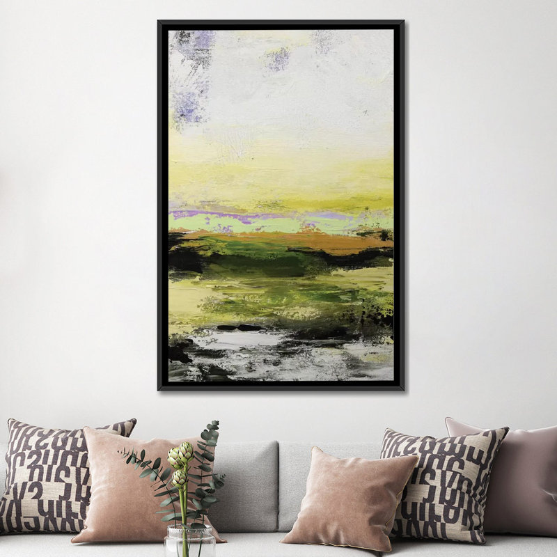 « abstract landscape xiv », impression sur toile, H 26 po x l 18 po x P 1,5 po, Toile avec cadre noir, Pas de tapis