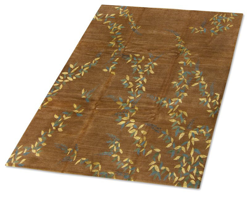 Floral Area Rug in Blue/Brown, Rectangle 3' x 5'