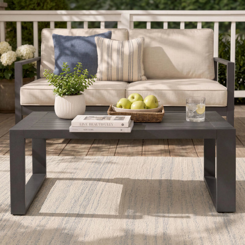 Sleek Rectangular Aluminum Outdoor Coffee Table