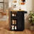 23.6" Rolling Kitchen Cart with Storage Cabinet, Drawer and Open Shelves-1617686797