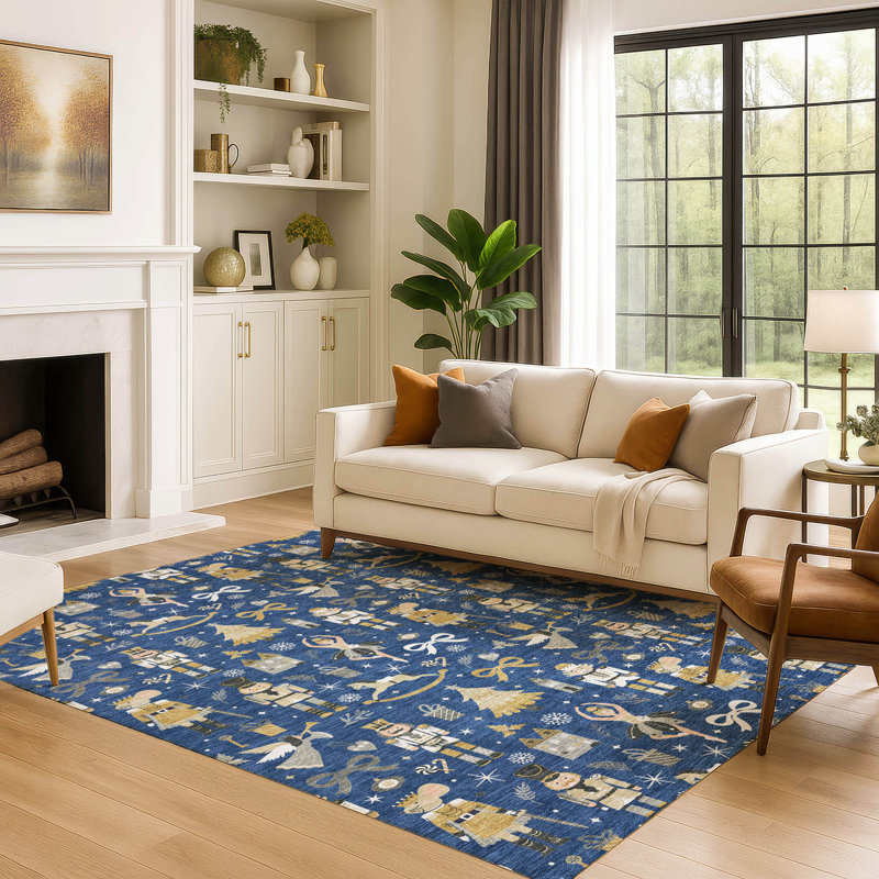 Premium Machine Washable Mayfield AMF1827 Fun Christmas Rug, Rectangle 3' x 5'