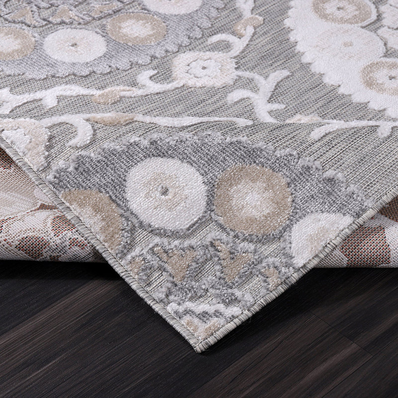 Tapis d'intérieur / extérieur beige / gris, Rectangulaire 6 pi 1 po x 9 pi