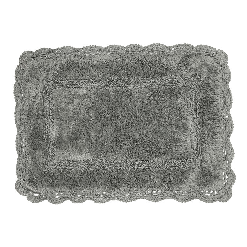 Tapis pour salle de bain en crochet, 24 x 17 pouces, gris