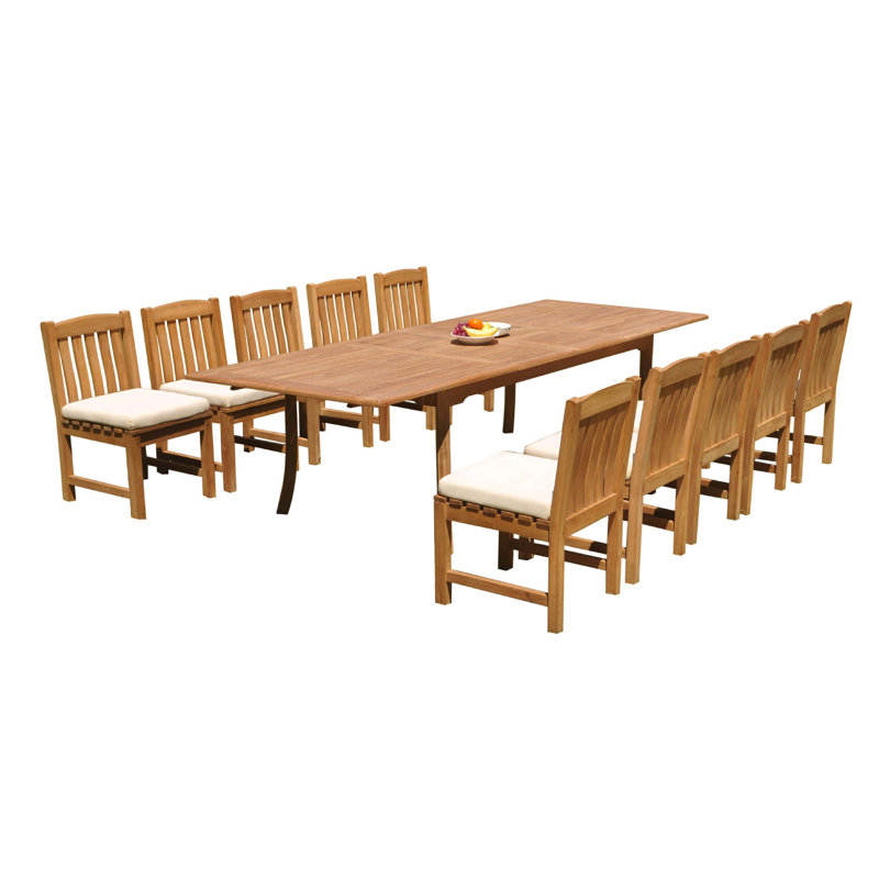 Mariano Outdoor - Piece Teak Dining Set, 30.5" H x 117" L x 42.5" W, 10