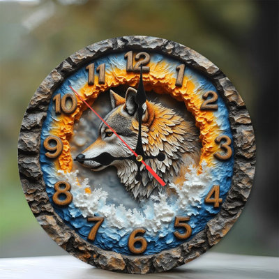 Décoration murale horloge tête de loup