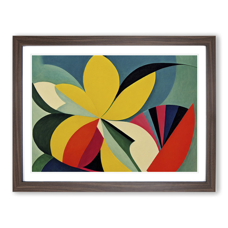 Abstract Daffodil Flowers Vol.1 - Framed Print, 34cm H x 46cm W x 2cm D, Walnut