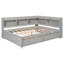 Lit double en forme de L avec prises de courant, ports de chargement USB, deux tiroirs, gris-1400477327