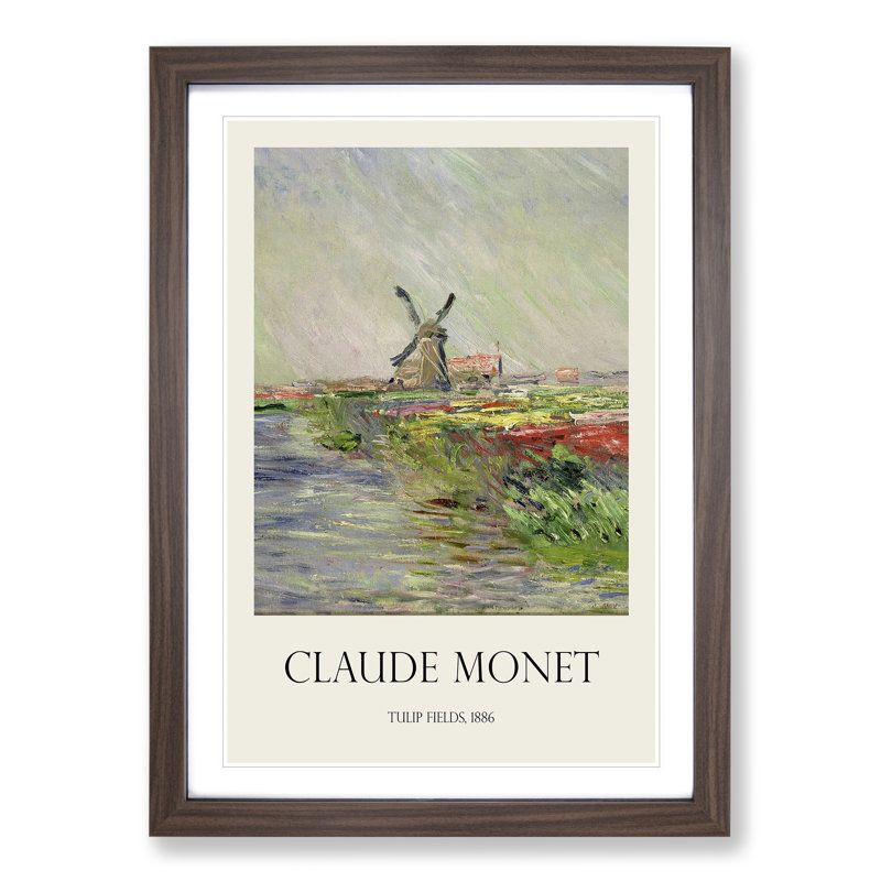 Field Of Tulips, Holland by Claude Monet - Single Picture Frame Print, 65cm H x 48cm W x 2cm D, Walnut Framed