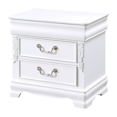 Table de chevet avec USB, blanc