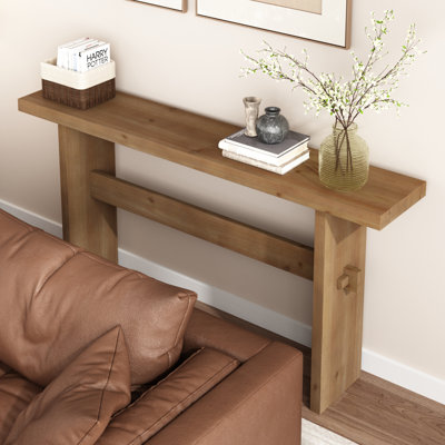 63" Solid Wood Console Table with Mortise and Tenon Joinery for Foyers & Hallways