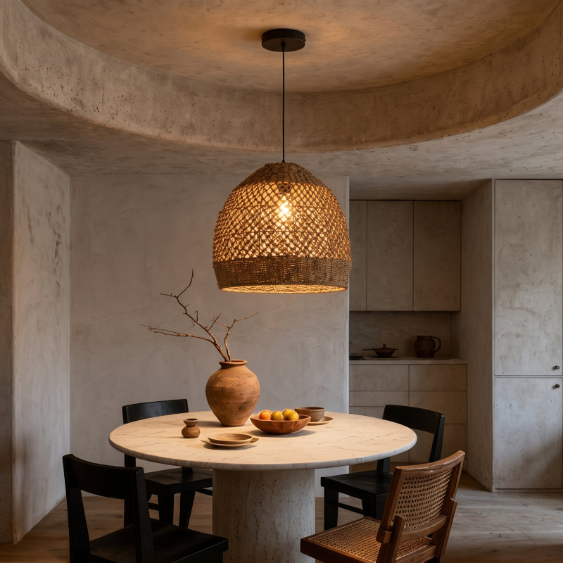 Artibrannan 1 - Light Seagrass Dome Pendant, 23.62" H x 23.62" W x 23.62" D