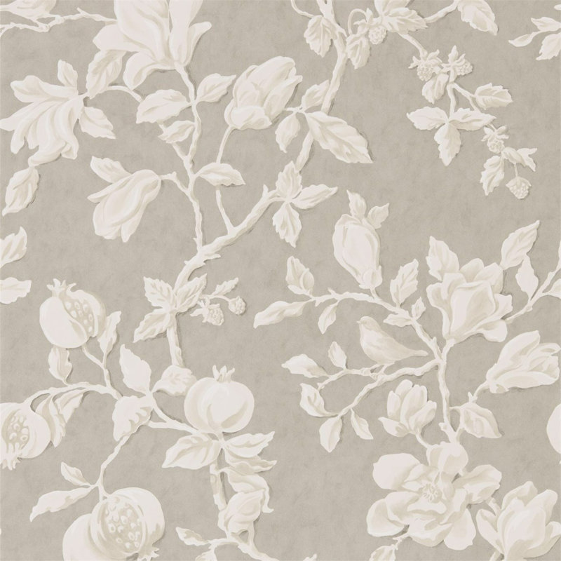 Magnolia & Pomegranate Wallpaper, Silver/Linen