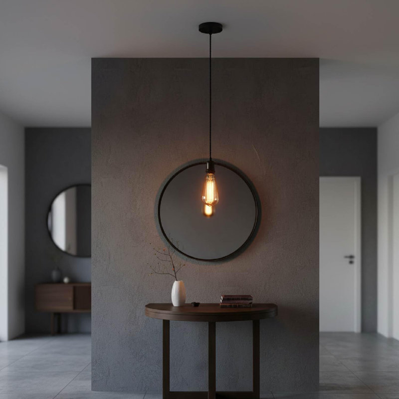 1 - Light Bulb Pendant, Shiny Black