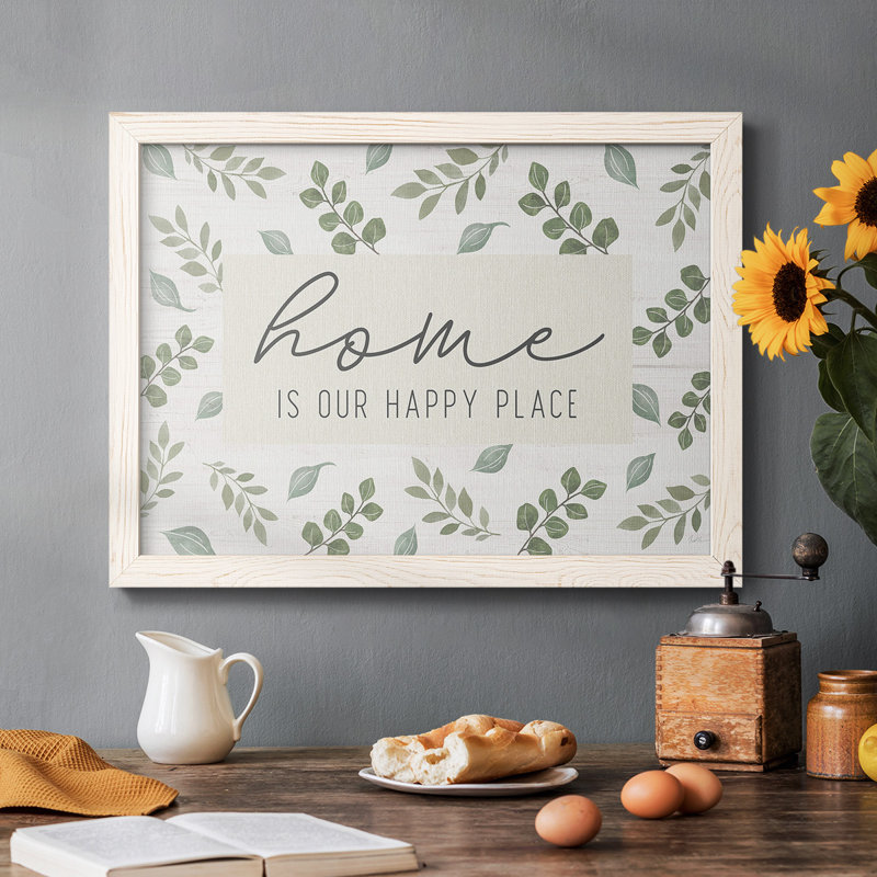 Home Is Our Happy Place, reproduction d'art sur toile, Blanc, H 26 po x l 38 po x P 1,5 po