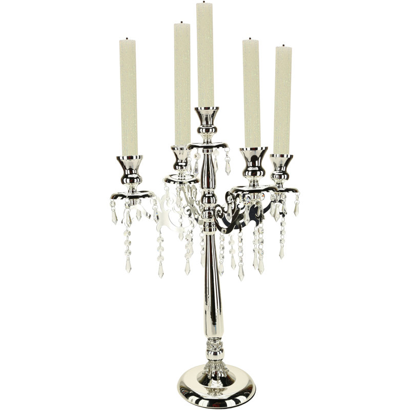 Jeweled Pedestal Candelabra - 25 Inches